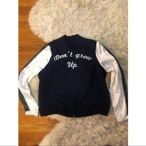 Zara zip up jacket suit white navy bomber S top